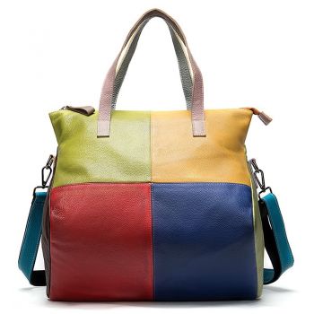 Geanta dama, Brinley GT1524, piele naturala, model multicolor