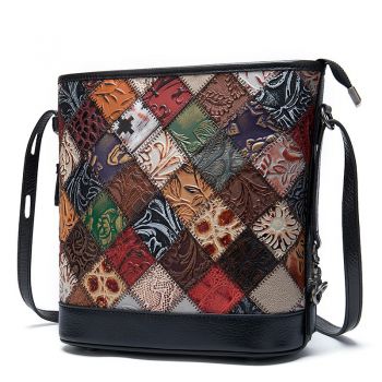 Geanta dama, Karen GT1528, piele naturala, model multicolor