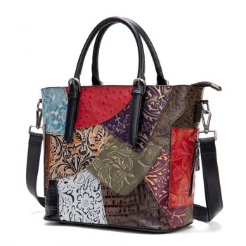 Geanta dama, Kassidy GT1515, piele naturala, model multicolor