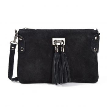 Geanta dama Tianna GT1574, piele intoarsa, negru