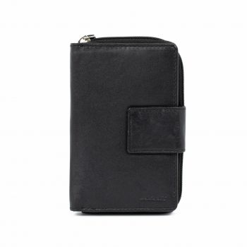 Portofel dama Saima PT1117, piele naturala, Negru
