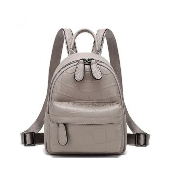 Rucsac dama, Azra GT2026, piele naturala, Gri