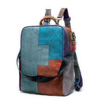 Rucsac dama Riya GT1052, piele naturala, multicolor