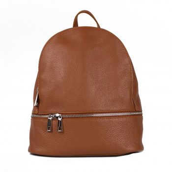 Rucsac dama Zaira GT889, piele naturala, maro-cognac