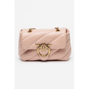 Geanta crossbody de piele Love Mini Puff - Roz prafuit - 15x21x9