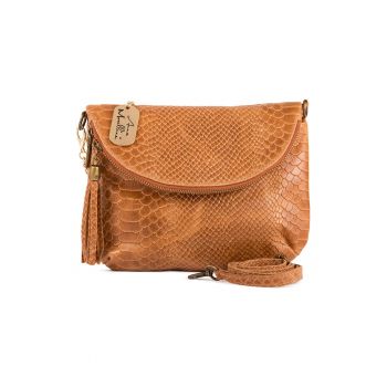 Geanta crossbody din piele cu aspect de piele de crocodil Lydia