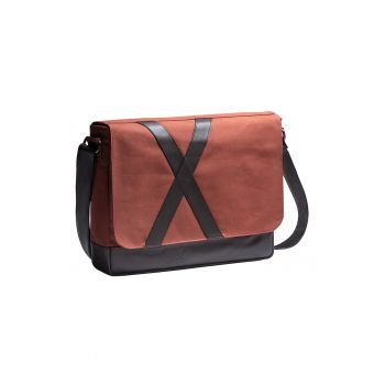 Geanta messenger unisex de panza cu garnituri de piele ecologica