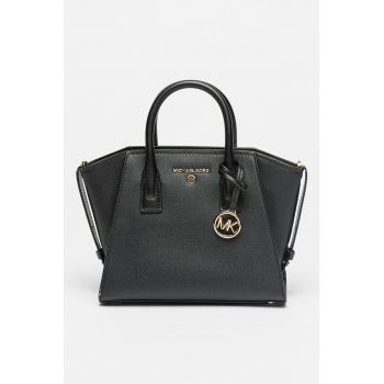 Geanta tote mica de piele cu logo Avril
