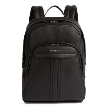 Rucsac din piele cu barete ajustabile - Negru