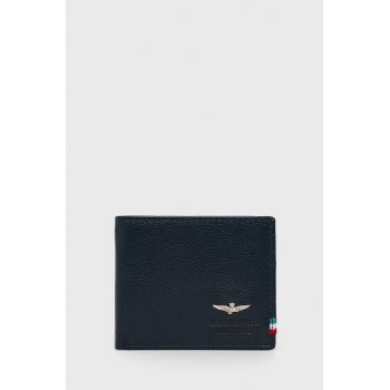 Aeronautica Militare portofel de piele barbati, culoarea albastru marin