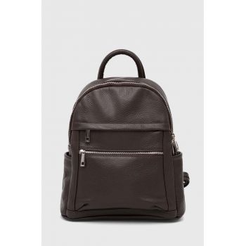 Answear Lab ghiozdan de piele femei, culoarea maro, mic, neted