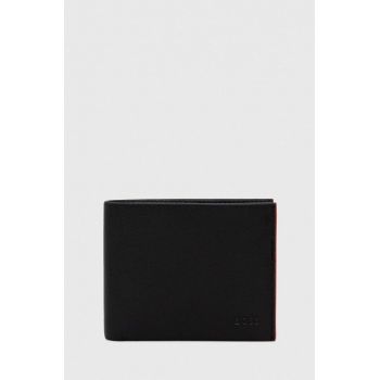 BOSS portofel de piele barbati, culoarea negru