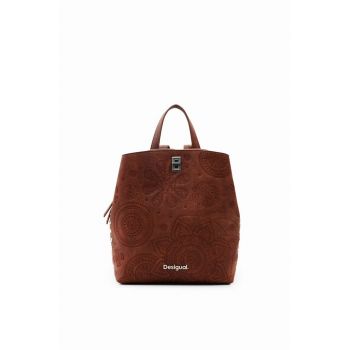 Desigual rucsac femei, culoarea maro, mic, neted