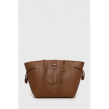 Furla poseta de piele net culoarea maro