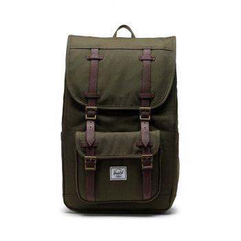 Herschel rucsac Little America Mid Backpack culoarea verde, mare, neted ieftin