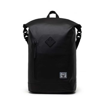 Herschel rucsac Roll Top Backpack culoarea negru, mare, neted