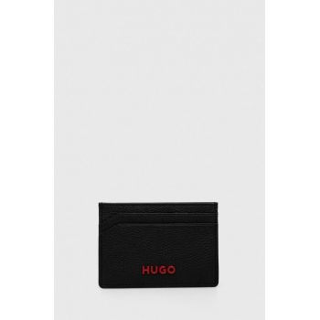 HUGO carcasa din piele culoarea negru