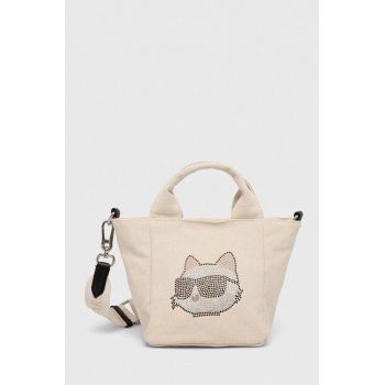 Karl Lagerfeld geanta de bumbac culoarea bej