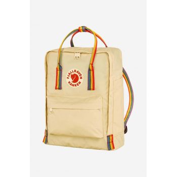 Fjallraven rucsac Rainbow Kanken culoarea bej, mare, cu imprimeu F23620.115.907-907