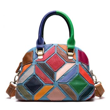Geanta dama, Lina GT2066, piele naturala, Multicolor