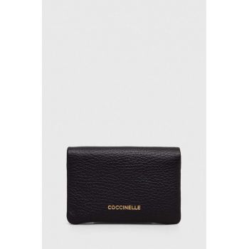 Coccinelle portofel de piele femei, culoarea negru
