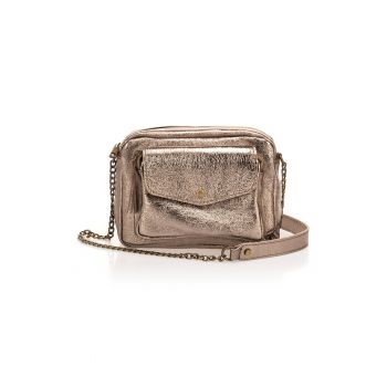 Geanta crossbody din piele cu bareta din lant