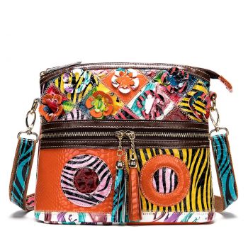 Geanta dama, Carmenta GT2064, piele naturala, Multicolor