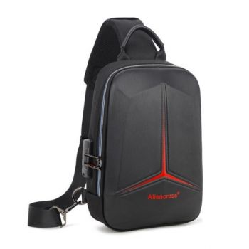 Rucsac pentru barbati Aliencross GT1471, multifunctional: antifurt, cu port USB si cifru, model negru de firma original