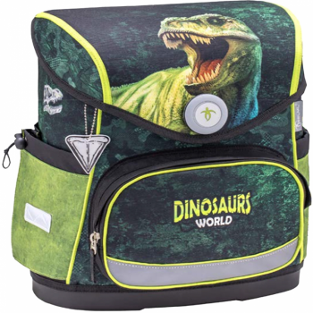 Ghiozdan neechipat Compact, dimensiune 37 x 30,5 x 19 cm, motiv Dinosaur World 2