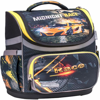 Ghiozdan neechipat Mini, dimensiune 36x26x16 cm, motiv Midnight Race 2