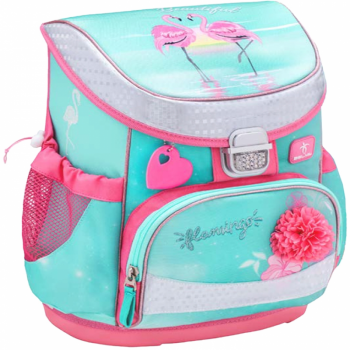 Ghiozdan neechipat Mini-Fit, dimensiune 36 x 28 x 19 cm, motiv Flamingo Love