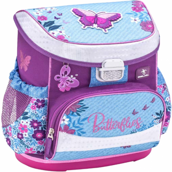 Ghiozdan neechipat Mini-Fit, dimensiune 36 x 28 x 19 cm, motiv Jeans Butterfly