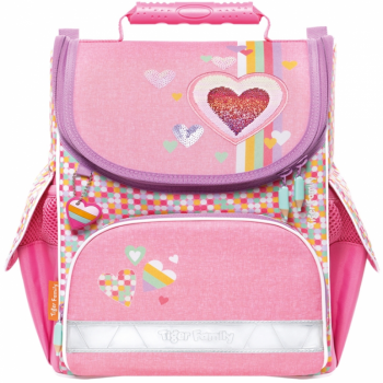 Ghiozdan neechipat Nature Quest, dimensiune 35 x 31 x 19 cm, motiv Pink Amour ieftin