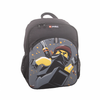 Rucsac Negru Lego M-line, Cu Buzunar Frontal - Design Gri Ninjago Cole ieftin