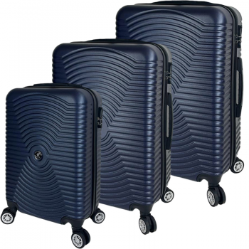 Set 3 trolere, Quasar & Co.®, Model Air Circle, ABS, Bleumarin, Mic/Mediu/Mare