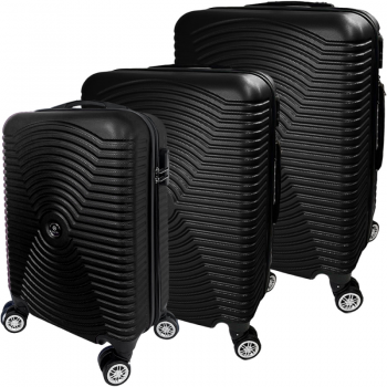 Set 3 trolere, Quasar & Co.®, Model Air Circle, ABS, negru, Mic/Mediu/Mare