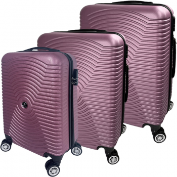 Set 3 trolere, Quasar & Co.®, Model Air Circle, ABS, roz pudrat, Mic/Mediu/Mare