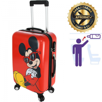 Troler cabina Disney, 50 x 34 x 21 cm, geamantan Love Mickey, rosu-negru