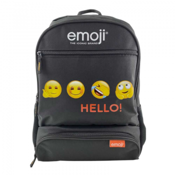 Ghiozdan pentru Gimnaziu pentru Baieti, Model Emoji Clasic, Culoare Negru ieftin