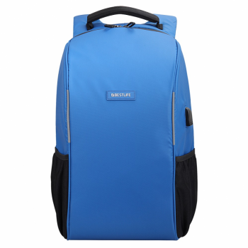 Rucsac Bestlife Travelsafe, Laptop 15.6 Inch, Forma Aerodinamica, Conector Usb Si Type C, Albastru de firma original