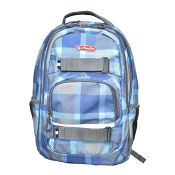 Rucsac Skater Cu Doua Compartimente, Compartiment Pentru Laptop Si Tableta, Dimensiune 43 X 27 X 18 Cm, Motiv Blue Checkers ieftin