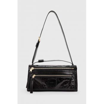 AllSaints poseta de piele Abrielle culoarea negru