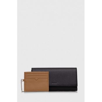 BOSS portofel de piele femei, culoarea negru