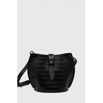 Furla poseta de piele culoarea negru