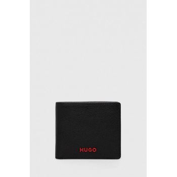 HUGO portofel de piele barbati, culoarea negru