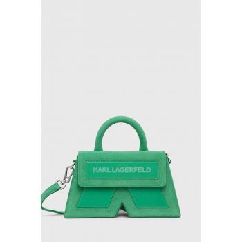 Karl Lagerfeld geanta de mana din piele intoarsa culoarea verde de firma originala