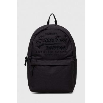 Superdry rucsac culoarea negru, mare, cu imprimeu