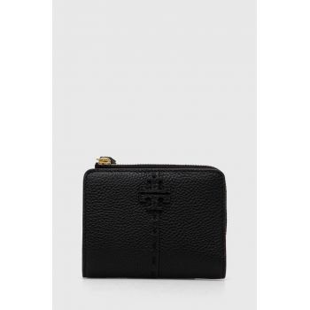 Tory Burch portofel de piele femei, culoarea negru