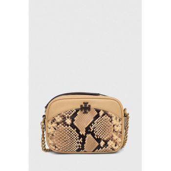 Tory Burch poseta de piele culoarea bej