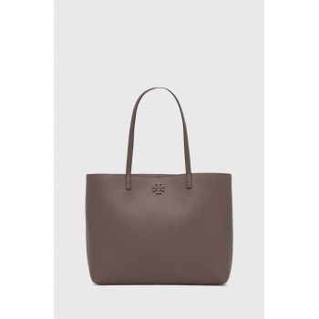 Tory Burch poseta de piele culoarea gri